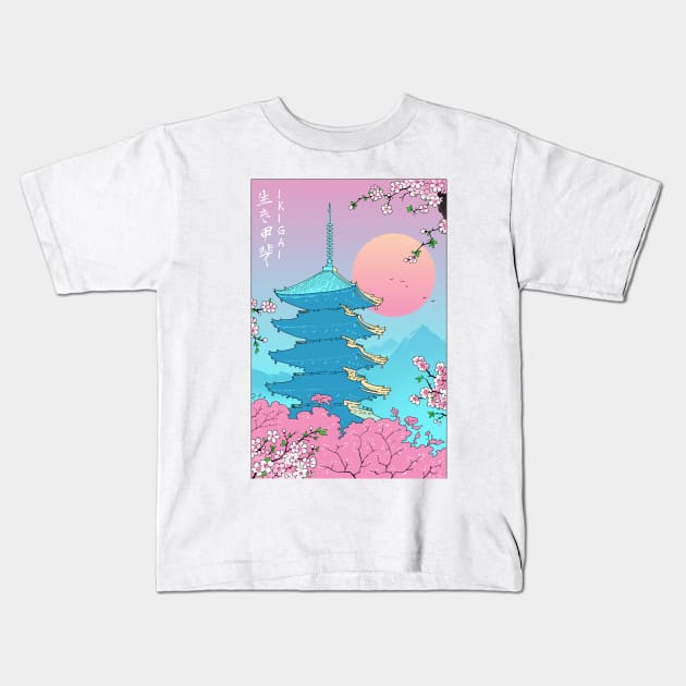 Ikigai in Kyoto Back Print Kids T-Shirt by Vincent Trinidad Art